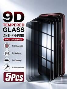 MSRI 5pcs/Pack, Anti-Peeping Screen Protector, 9H Hardness Tempered Glass Material, Anti-Scratch Anti-Drop, Hydrophobic Anti-Fingerprint, No Edge Lifting No Case Interference, Compatible With Phone Cases, Compatible With IPhone Duo/18 Pro/18 Pro Max/18/17e/17 Pro Max/17 Pro/17Air/17/16 Pro Max/16 Pro/16 Plus/16/15 Pro Max/15//14/13/12 And Other Models - Black - View 2