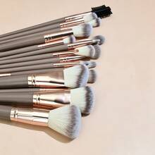 20pcs Makeup Tool Set, 14pcs Professional Face Makeup Brush Set With 6pcs Beauty Sponges And Triangular Powder Puff, Soft Synthetic Bristles For Foundation, Blush, Loose Powder And Eyeshadow, Complete Daily Makeup Face Cosmetic Makeup Tools - Brown - View 3