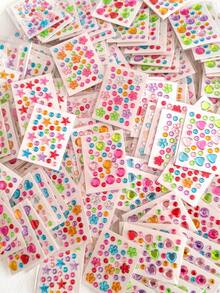 1/4/8/12/24pcs Self-Adhesive Shiny Acrylic Rhinestone Stickers, Heart Gem Decorative Stickers, Music Festival, Concert Look, Valentine's Day Sparkling Face Gems, Easy To Apply DIY Handmade Creative Decoration (Random Style) - Multicolor - View 7