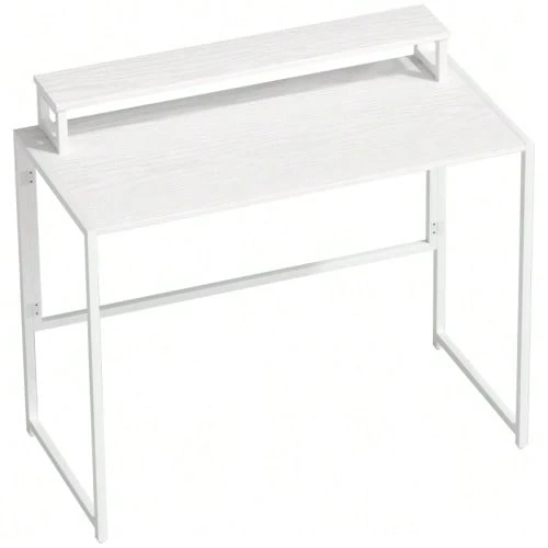 Folding Computer Desk With Monitor Stand, 100 X 48 X 87.5 Cm - White - View 1