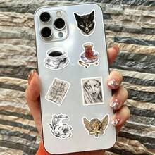 50Pcs Gothic Retro PVC Stickers, Moody Character Antique Item Pattern Stickers For Craft Notebook Box Decor - Multicolor - View 9