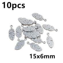 10pcs Stainless Steel Leaf Feather Charms Pendant For Necklace Earring Bracelet DIY Crafts Jewelry Making Accessories Findings - Feather - View 18