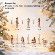 1 Set Christmas Scene Decoration, Wooden Manger With Holy Family Figurines, Resin Hand-Painted Nativity Desktop Decor, Suitable For Home Fireplace Mantel Religious Theme Christmas Tabletop Decoration - 7pcs - View 6