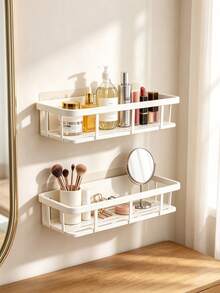 Large Capacity Wall-Mounted Shower Caddy, No-Drill Bathroom Storage Rack, Toiletries Organizer, Multi-Functional Kitchen Storage Rack, Strong Load-Bearing, Stable And , Space-Saving, Quick Installation, Multi-Layer Shelf - Multicolor - View 6