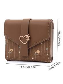 2026 New Women's Short Wallet Korean Style PU Printed Zipper Snap Foldable Clutch Bag Multi-Card Slots Student Coin Purse Party Gift Daily Travel Tourism ID Bank Card Holder Wallet Multifunctional Birthday Spring Festival Gift Ticket Holder - Multicolor - View 4