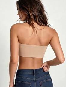 Women's Nude Strapless Pullover Bandeau Wireless Backless Bra Seamless Invisible Anti Slip Sexy Beautiful Back Lingerie - Apricot - View 3