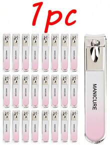 32/8/1pc Gradient Stainless Steel Nail Clipper Set, Large Opening, Premium Nail Clipper, Anti-Splash Nail Clipper, High-Quality Stainless Steel Nail And Toenail Clipper, Suitable For Trimming Hard Nails, Nail Clipper - Pink - View 9