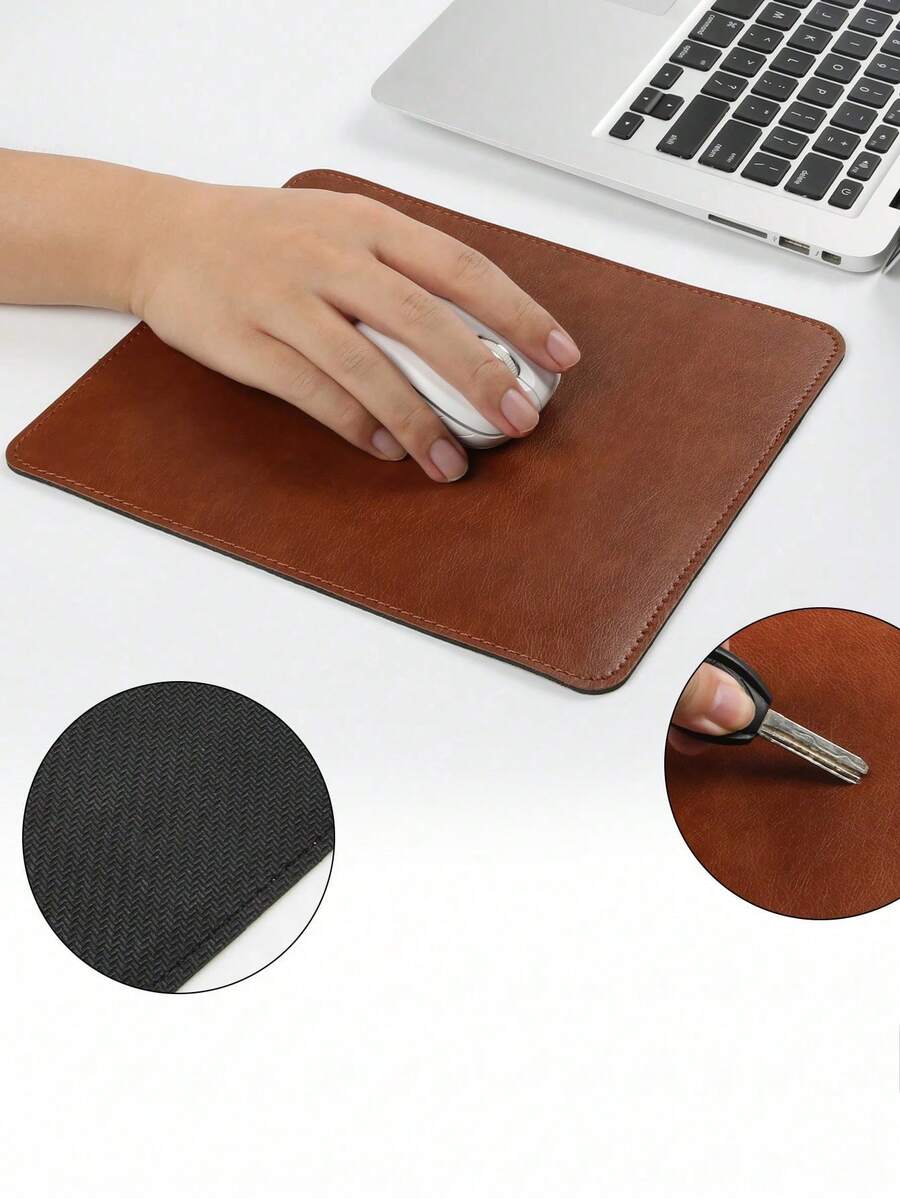 1 buah Alas Mouse Kulit, Tahan Air, Cocok untuk Meja Komputer, Bagian Bawah Karet dengan Partikel Anti-Selip, Alas Mouse Notebook - MultiWarna - View 1