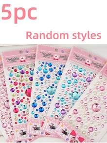 5pcs/Set Multi-Size 3D Acrylic Gem Stickers, Mixed Color Shiny Rhinestone Stickers, Self-Adhesive Easy-Tear Stickers, DIY Handmade Decoration Diamond Stickers, Suitable For Scrapbooking, Phone Cases And Art Projects Diamond Painting Accessories, Bedazzling - A - View 13