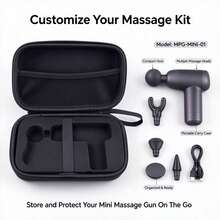 Portable EVA Mini Fascia Gun Carry Case DIY Customizable Foam Sponge Protective Storage Pouch For Handheld Mini Massage Gun, - Black - View 1