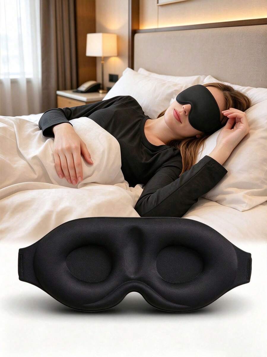 1件超柔軟3D遮光睡眠眼罩，緩解失眠，男女通用，學生午睡旅行眼罩，適合長途飛行、深層睡眠、商務旅行、遊艇之旅，返校必備休息配件，聖誕襪填充禮物，旅行必需品，萬聖節