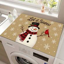 (Hot !!) 1pc 2D Printed Christmas Snowman Design, Flat Stove Protector Mat, Rubber Anti-Slip Heat-Resistant Stove Cover Pad, Suitable For Induction Cooktop, Glass Stove, Multi-Function Scratch-Resistant Mat, Best Choice For Oven, Washing Machine, Dryer, Kitchen Decoration - Multicolor - View 15