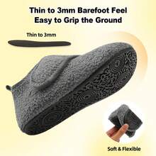 Leisfit Sepatu Bot Rumah Berbulu Tinggi Dewasa, Sepatu Bot Pergelangan Kaki dengan Perekat Velcro yang Dapat Diatur, Sol Anti Selip dengan Tumit yang Menutupi Seluruh Bagian, Sandal Hangat dan Lembut untuk Penggunaan di Dalam dan Luar Ruangan di Musim Gugur dan Musim Dingin - Grey - View 4