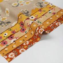 5pcs 23.5*30cm Yellow Handmade Patchwork Fabric, DIY Fabric Set, Floral Series Sewing Fabric Set - Yellow 23.5*30cm-1 - View 4