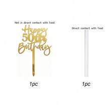 1pc/3pcs/6pcs Gold Acrylic "Happy 18/21/30/40/50/60/70" Birthday Cake Topper Set, Mirror Gold Cake Topper Suitable For 50th/60th Birthday Party Dessert Decorations - Multicolor - View 20