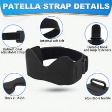 1pc Adjustable Patella Support Strap, Breathable Sports Knee Sleeve, Suitable For Men And Women Cycling, Running, Basketball, Fitness And Daily Activities - Black - View 3