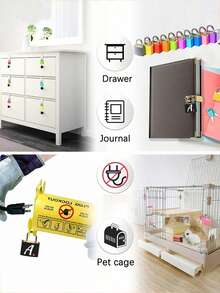 Pink Heart White Letter Pattern Portable Small Luggage Lock, Luggage Lock With 2 Keys, Black Shell Luggage Lock, Compact And Sturdy, Luggage Lock, Mini Luggage Lock, Travel Bag Metal Key Lock, Durable, Small Brass Lock With Shell, Backpack, Suitcase, Laptop Bag, Back To School, Graduation Season Gift - Multicolor - View 9