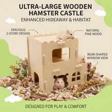 Double-Layer Solid Wood Hamster Castle, Loft Climbing Ladder, Golden Hamster Cage, Landscaping, Adventure, Hiding Wooden House - View 2