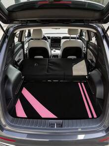 1pc Black & Pink Color Block Car Trunk Mat, Geometric Line Design Cargo Liner, Non-Slip Waterproof Rear Boot Floor Protector, Minimalist Stylish Interior Accessories For Women, Universal Fit For Sedans, SUVs, Trucks, Easy Clean Dustproof Pad - A - View 2