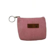 Women's Handmade Corduroy Coin Purse | Casual Style, Zipper Closure With Key Ring, Available In Purple, Pink And Light Pink, Soft Material, Perfect For Daily Use - Multicolor - View 7