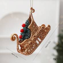1pc Christmas Tree Ornament, Gold Christmas Tree Hanging Decoration, Cozy Atmosphere Decor, Suitable For Home Party Christmas Tree Decoration, Holiday Decoration, Room Hanging Ornament - Multicolor - View 19