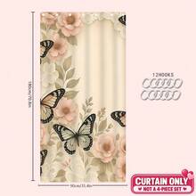 1/4pcs Pink Floral & Butterfly Bathroom Decor Set, Includes Shower Curtain, Bath Mat, U-Shape Toilet Lid Cover, Waterproof, Washable, Modern Style Partition Curtain, No Drilling Required - Multicolor - View 11