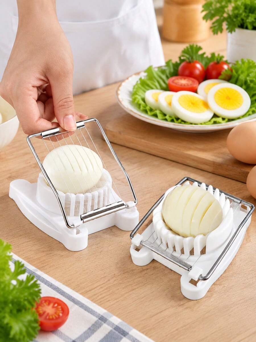 Slicer, Luncheon Meat Slicer, Boiled Egg, Fruit, Soft Cheese, Butter Slicer, Stainless Steel Wire, Can Cut 8 Slices (White)
