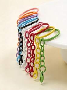 30/60/100/200pcs Colorful Keychain Set, Metal Round Open Key Ring Chain With Lobster Clasp, Craft Pendant Making Accessories DIY Handmade Hanging Toys And Other Small Accessories - Keychain - View 5