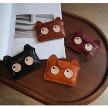 Vintage Cat Face Card Holder, Vintage Animal Shaped Mini Card Holder With Snap Button, Compact Credit Card And ID Holder, Fashionable Daily Accessory, Birthday Gift, Christmas Stocking Stuffer - Multicolor - View 2