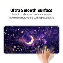 Purple Starry Sky Cartoon Pattern Extra Large Mouse Pad, Rectangular Non-Slip Durable Rubber Material, Precision Stitched Edge Design, Suitable For Office Use And Home Decor, Ideal Gift For Christmas/Thanksgiving/Halloween Or Perfect Choice For Boyfriend/Girlfriend - View 2