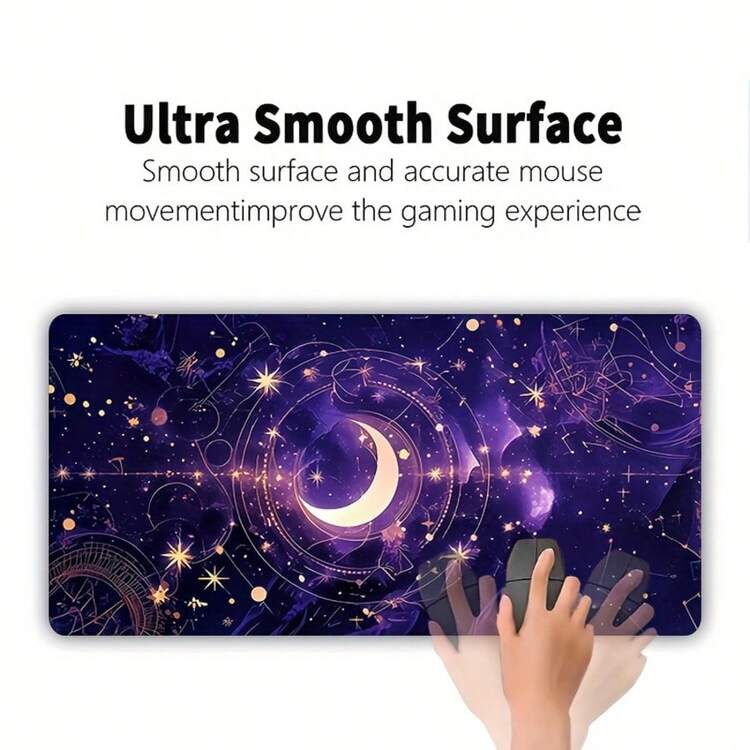 紫色星空卡通圖案特大號滑鼠墊，長方形防滑耐用橡膠材質，精確縫邊設計，適合辦公室使用與居家裝飾，聖誕節/感恩節/萬聖節理想禮物，男友/女友的完美選擇 - 查看 2