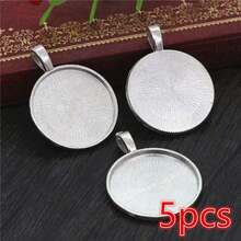 5 buah Alas Liontin Kosong Cocok untuk Cabochon Bulat 25mm, Baki Bezel Liontin, Aksesoris Pembuatan Perhiasan DIY - 25mm - View 14