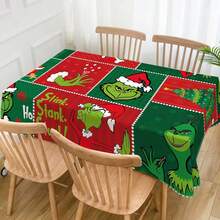 The Grinch Merry Christmas Tablecloth - Christmas Winter Holiday Birthday Party Decoration Xmas Home Kitchen Dining Room Decor - Multicolor - View 5