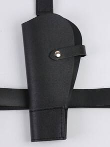 Western cowboy-stil hölsterbälte för lår i konstläder – retro taktisk benväska som tillbehör för cosplay och halloweenkostym - A - Visa 8