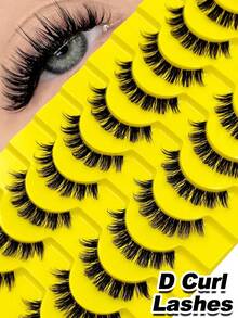 Sibeuna 10 Pairs D Curl Fluffy Eyelashes Clear Band Natural Soft Lashes Cross & Wispy Cat Eye Lashes Faux Mink Full Strip Eyelashes Russian Volume Lashes Reusable Party,Vocation,Beach,Travel Essentials - Black - View 1