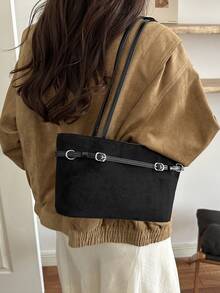 Autumn/Winter Vintage Large Capacity Suede Shoulder Underarm Bag Women 2026 New Casual Commute Tote Handbag - Black - View 5