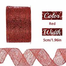 1 Roll Gold Glitter Mesh Ribbon With Metallic Edge, 5cm Wide, 5m Per Roll. Features Shiny Transparent Mesh With Large Sequins And Flexible Metallic Edge. Suitable For Making Bows, Christmas Trees - Multicolor - View 12