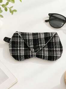 Vintage Plaid Leopard Eyeglass Case, Soft Fabric Fashion Glasses Pouch With Snap Closure, Portable Lightweight Spectacle Storage Bag For Reading Glasses - Multicolor - View 18