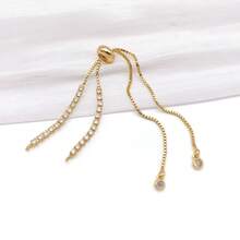 1pc Brass Rhinestone Adjustable Slider Bracelet Chain Golden Silvery Color Pull Extension Chain With Round Rhinestone For DIY Bracelet Jewelry Making - Multicolor - View 8