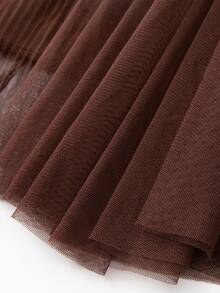 Simplee Women's Plus Size Asymmetrical Shoulder Sequin Long Dress, Fashion Elegant Evening Gown, Contrast Mesh Fish Tail Design, Suitable For Evening Party, Christmas - Coffee Brown - View 8