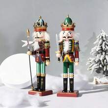 1pc 18CM Wooden Nutcracker Soldier Puppet Figurine, Vintage Christmas Decor Ornament, Ready Stock - 1PC - View 2
