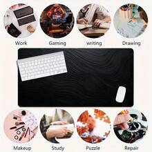 Wave Line Mouse Pad Black Texture Desk Mat Extended XL MousePad Office Desk Accessories Multicolor Non-Slip Stitched Edge Computer Mat For Desk 35.4x15.7 Inches Rubber Base Laptop Keyboard Pad For Home Office & Gamers,Durable And Spill-Resistant - View 9