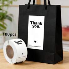 100pcs Black & White Pink Sealing Stickers, Self-Adhesive Labels For Gift Wrapping, Decorative Labels, Gift Boxes And Baking Boxes - Multicolor - View 12