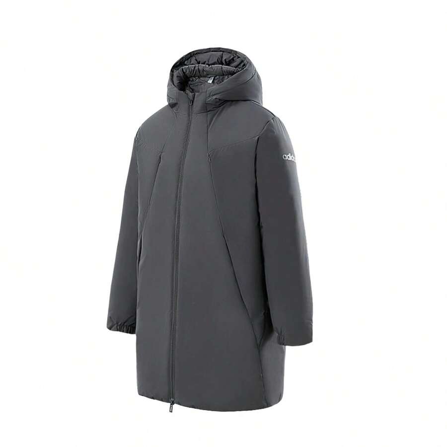 Jaket Bulu Angsa Berkerudung Panjang Sedang Pria Adidas, Jaket Olahraga Luar Ruangan Musim Dingin Potongan Longgar KC2160 - Dark Grey - View 1