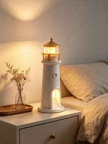 1 buah Lampu Malam Bentuk Mercusuar Putih dengan Kontrol Jarak Jauh, Lampu Meja Proyeksi Bulan Isi Ulang, Lampu LED Meja Kreatif untuk Kamar Tidur, Ruang Tamu, Ruang Belajar, Hadiah Dekorasi Rumah yang Hangat - beraneka warna - View 2