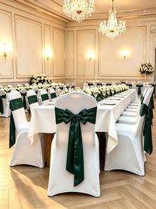 14 Colors Satin Chair Sashes 15x260cm Elegant Bow Chair Ribbons, Suitable For Wedding Banquet Party Event Reception Hotel Chair Cover Decoration - Dark Green - View 5