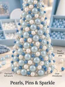 DIY Christmas Tree Beaded Ornament Kit, 3D Crystal Bead Mini Tabletop Xmas Tree Craft Set, Handmade Sparkling Holiday Desk Decoration, 2027 DIY Ornament Kit For Tabletop Christmas Home Decor & Gift - Multicolor - View 3