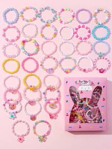 35pcs Girls Colorful Beaded Bracelet Gift Set Random Color Children Party Birthday Gift - Multicolor - View 11