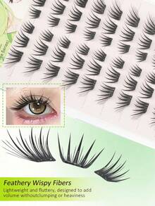 60pcs Glue-Free False Eyelashes, Korean Style, C/D Curl, No Glue Needed, Easy DIY, Beginner Friendly, Reusable, Transparent Stem With Invisible Thin Band, Suitable For Daily Commute, Dating And Various Occasions - C/D MIX - View 5