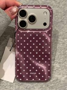 奢華閃亮亮片簡約星星手機殼，適用於 iPhone 18 Pro Max 18 Pro 17 Pro Max 17 Pro 17 17 Air 16 Pro Max 16 Pro 16 15 Pro Max 15 Pro 15 Pro Max 15 14 13 12 11，可愛防震手機殼 - 梅子色 - 查看 2